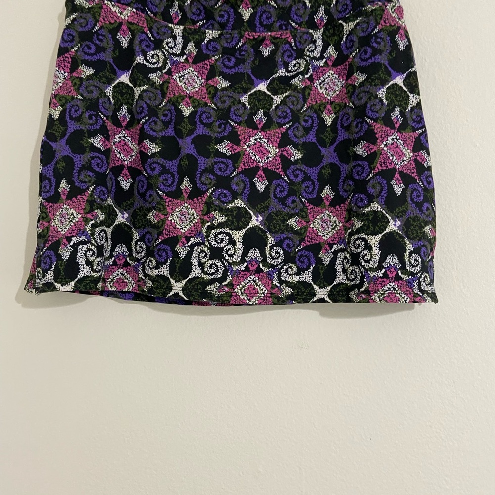 Tranquility Women’s Patterned Mini Skirt in Black, Purple & Pink - Picture 3 of 5